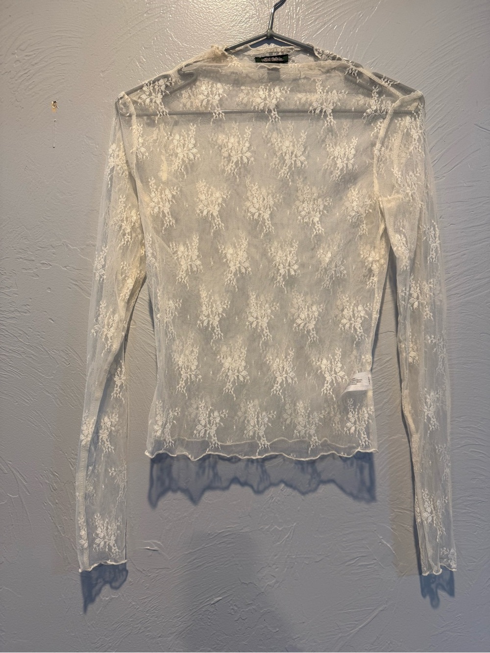 wild fable White Sheer Lace Long-Sleeve Top
